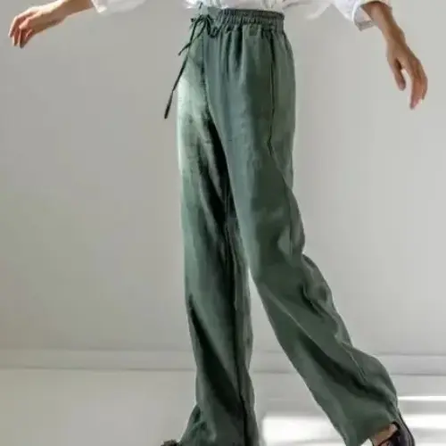 寬腿亞麻褲